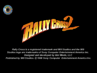 Rally Cross 2 title screen for Playstation